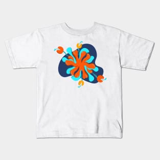 Flower orange blue tropical cute Kids T-Shirt